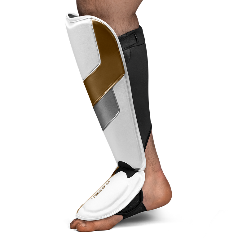 Hayabusa Shin Guards T3 Full Back White/Gold