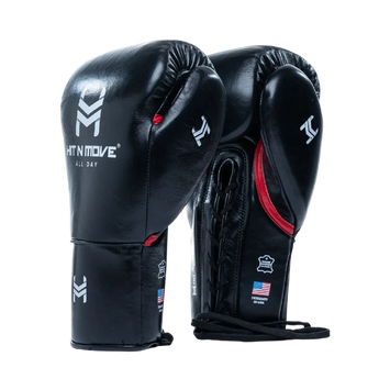 Hit N Move Boxing Gloves All Day Pro-Grip Plus Laces Black
