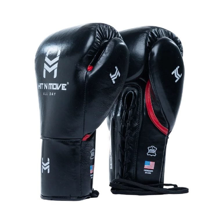 Hit N Move Boxing Gloves All Day Pro-Grip Plus Laces Black