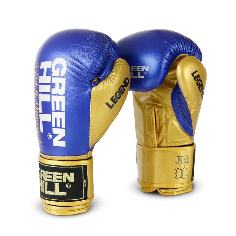 Green Hill Boxing Gloves Legend PLATINUM Blue-Gold