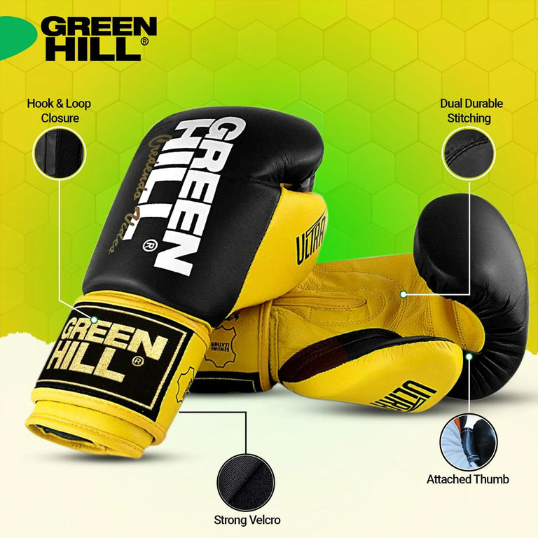 Green Hill Boxing Gloves Ultra Black/Yellow