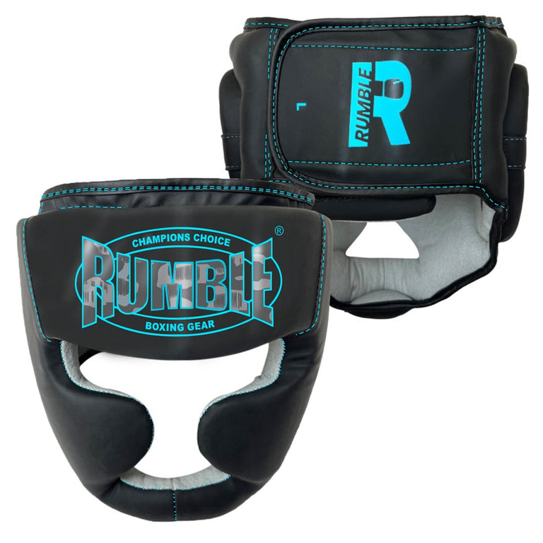 Rumble Head Guard Junior Camo Black/Aqua