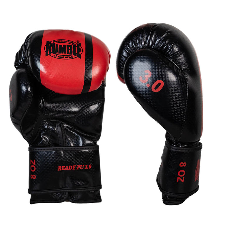 Rumble Boxing Gloves Ready PU 3.0 Black-Red