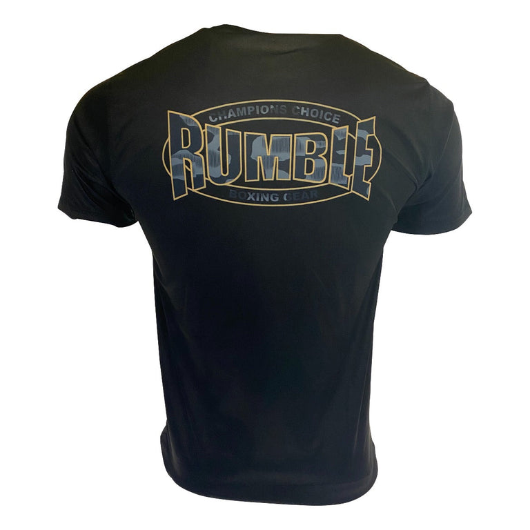 Rumble Kickboxing Set Camo Black/Gold + Head Guard + Sports Bag + Clothing Set