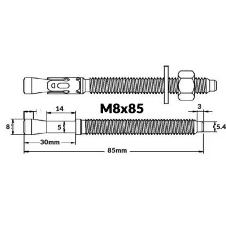 Wedge Bolt M8 x 85mm Rumble
