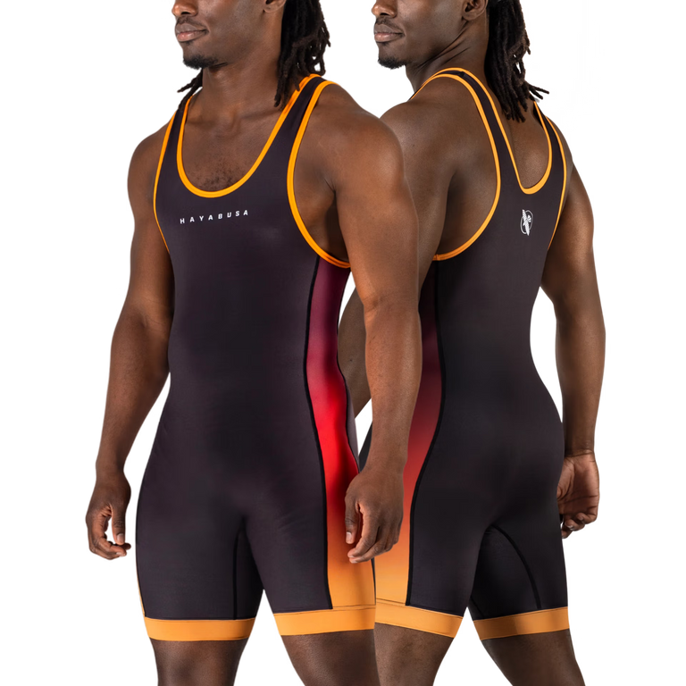 Hayabusa Men's Surge Wrestling Singlet Black/Orange